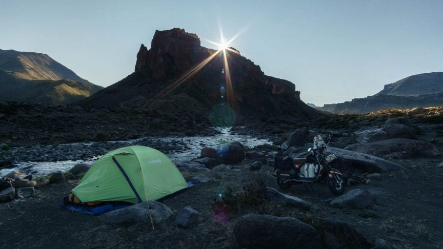Our camping spot right next to the Maule river (Chile)